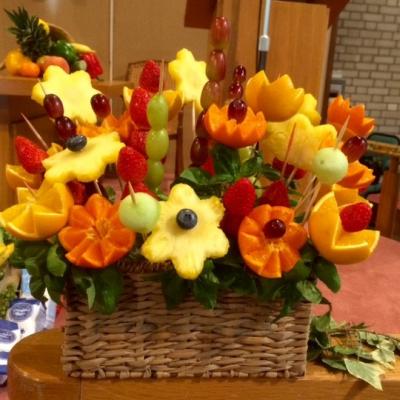 Pulis flower arrangement made from fruit